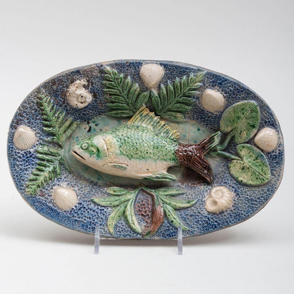 Appraisal: Palissy Ware Style Oval Dish Decorated with a Fish and