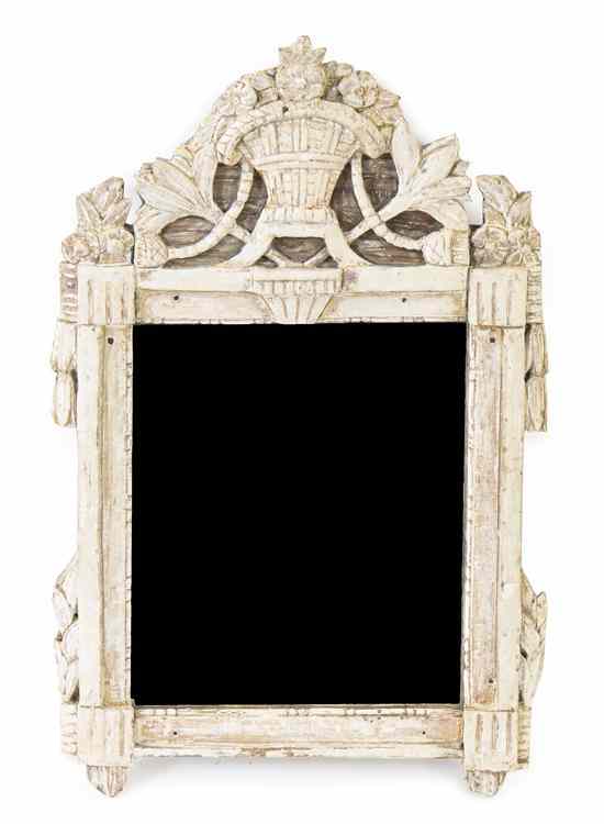 Appraisal: A Louis XVI Style Painted and Parcel Gilt Mirror having