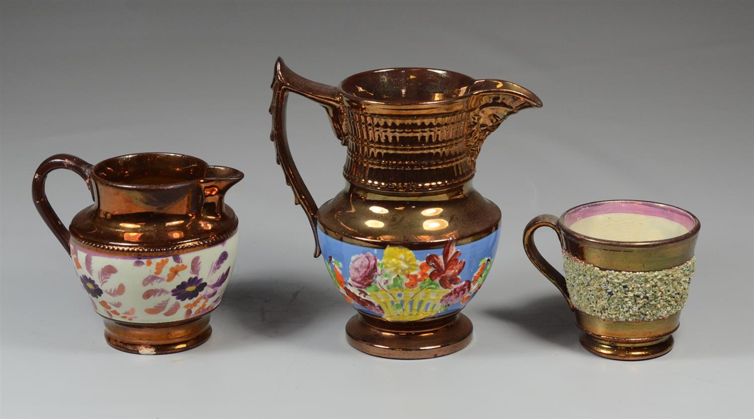 Appraisal: Three pieces of English copper luster to include pitchers the