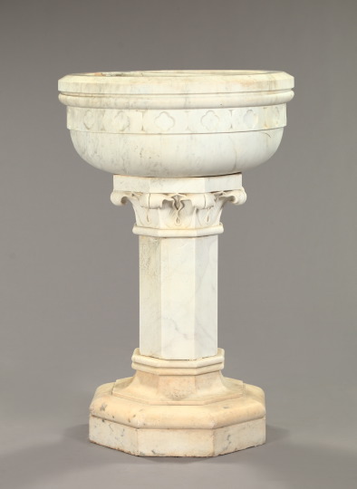 Appraisal: Large Turned and Carved White Marble Baptismal Font fourth quarter