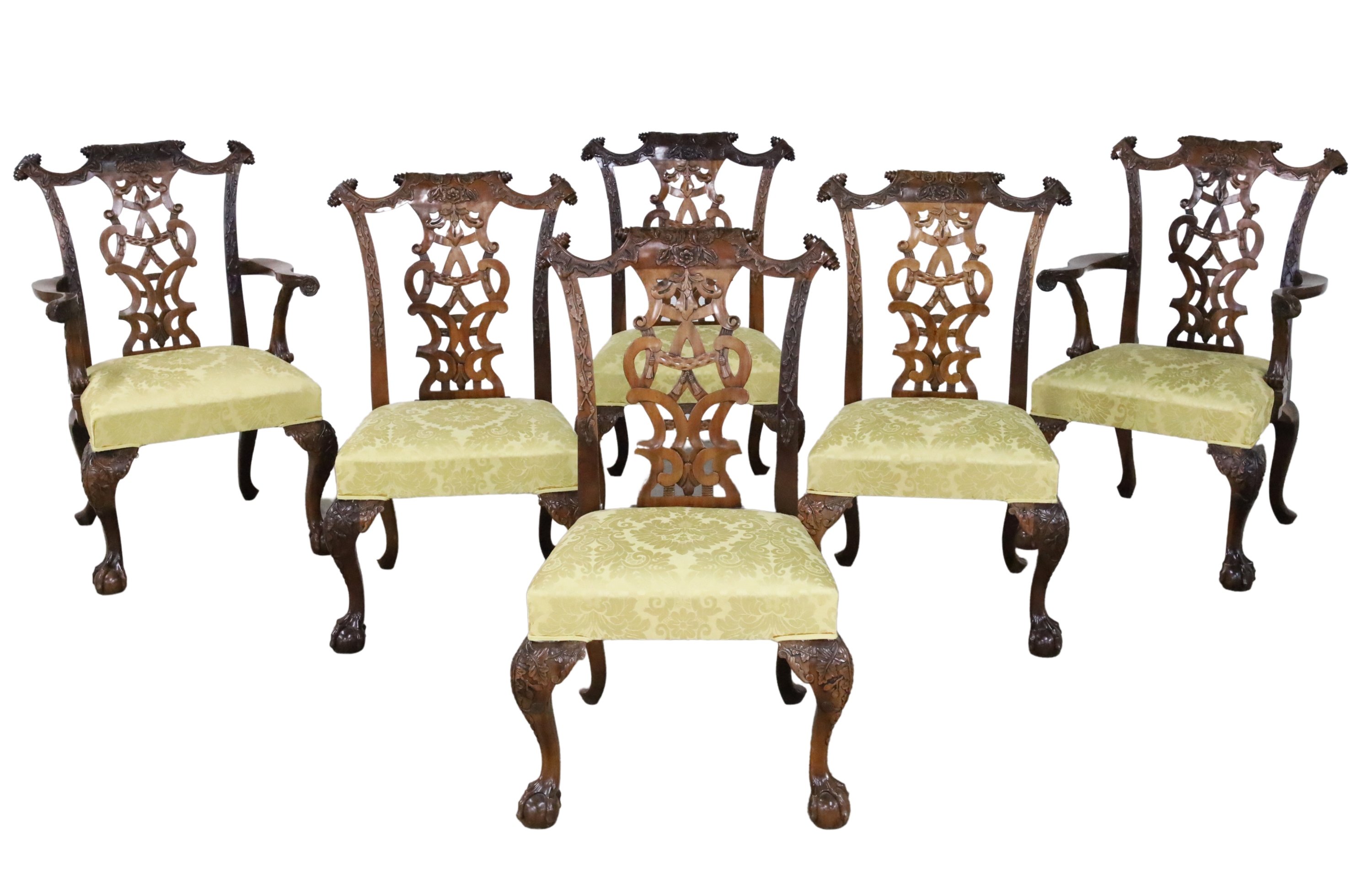 Appraisal: SET OF CHIPPENDALE STYLE DINING CHAIRS Set of Chippendale style