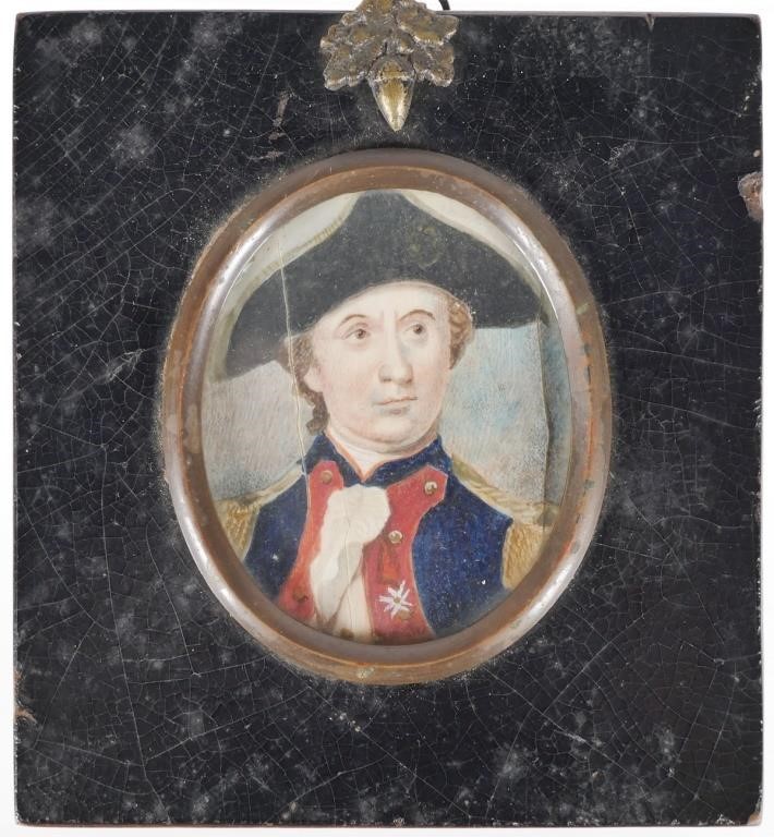 Appraisal: Miniature hand-painted portrait on panel presumed to be natural material