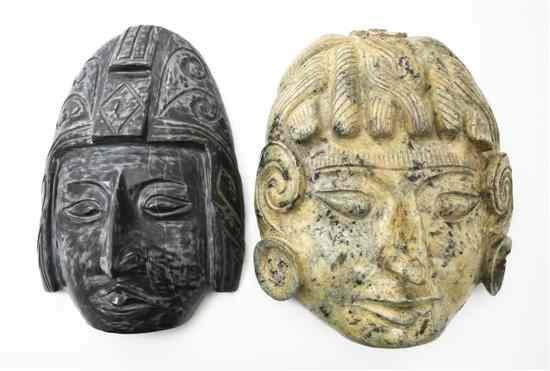 Appraisal: A Group of Four Pre-Columbian Style Carved Stone Masks of