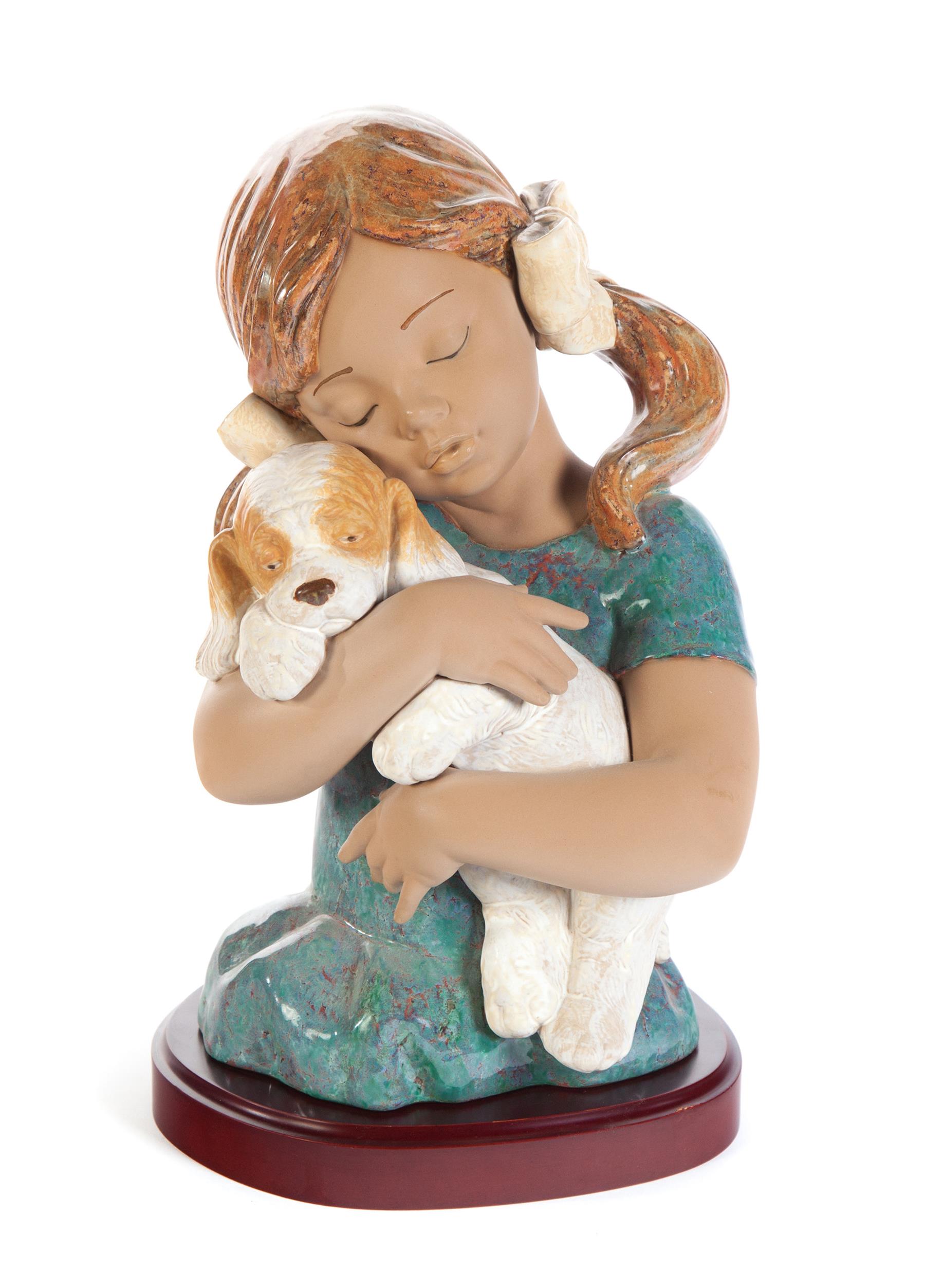 Appraisal: LLADRO FIGURE OF YOUNG GIRL SNUGGLING A PUPPY ON BASE