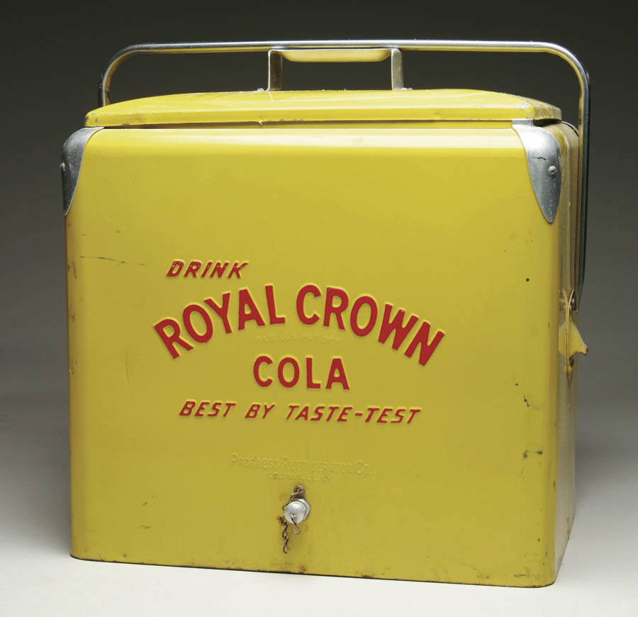 Appraisal: ROYAL CROWN COLA COOLER Progress metal cooler with interior tray