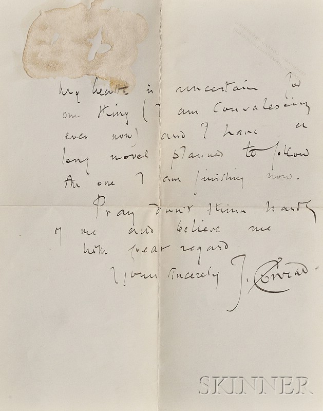 Appraisal: Conrad Joseph - Autograph letter signed two pages written on