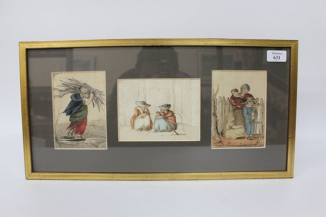 Appraisal: THREE TH CENTURY WATERCOLOURS consisting of four children by a