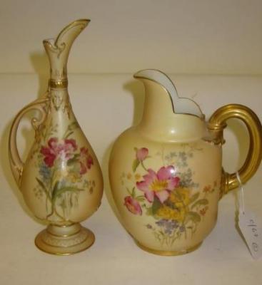 Appraisal: A ROYAL WORCESTER BLUSH PORCELAIN EWER of ovoid form with