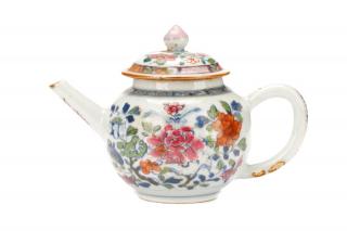 Appraisal: Chinese Porcelain Famille Rose Teapot th C Chinese likely th