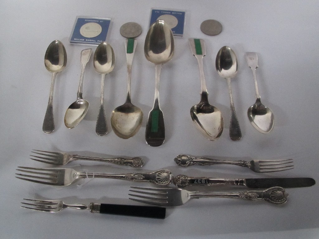 Appraisal: Lot comprising assorted silver spoons forks and a knife assorted