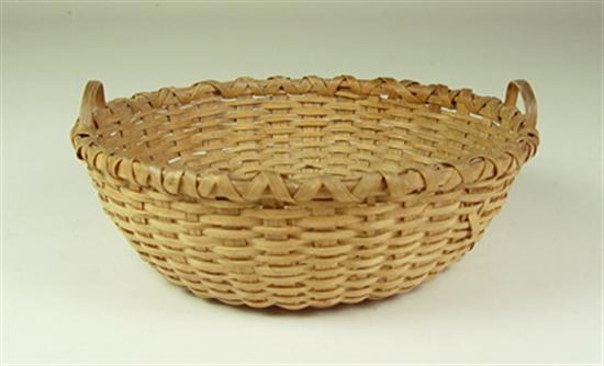 Appraisal: Oak Splint Basket Delicate splint and handles Rim is wrapped