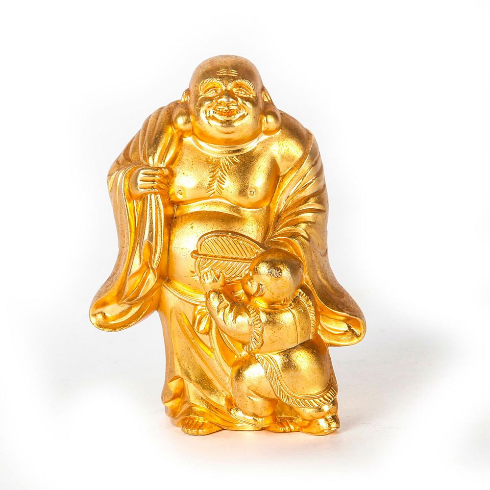 Appraisal: K GOLD PLATED LAUGHING BUDDHA FIGURINE Budai or Hotei is