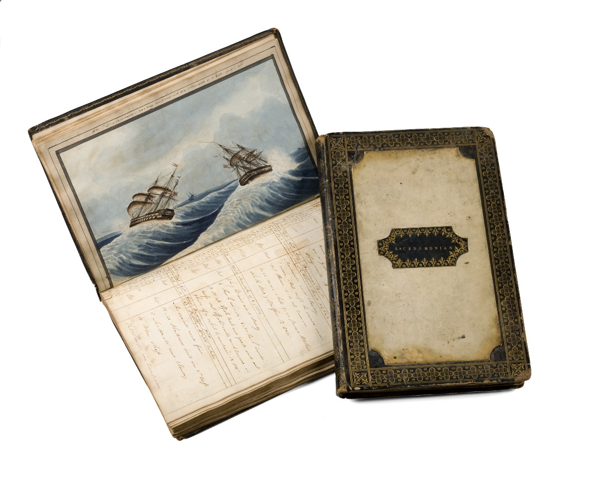 Appraisal: TWO PROFUSELY ILLUSTRATED ROYAL NAVY LOG BOOKS FOR THE SHIP