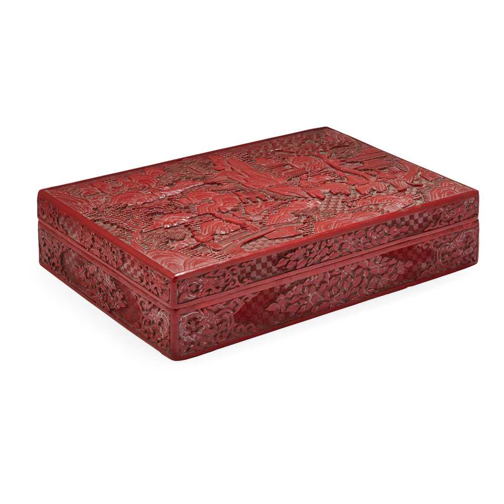 Appraisal: CARVED CINNABAR LACQUER RECTANGULAR BOX AND COVER QING DYNASTY TH