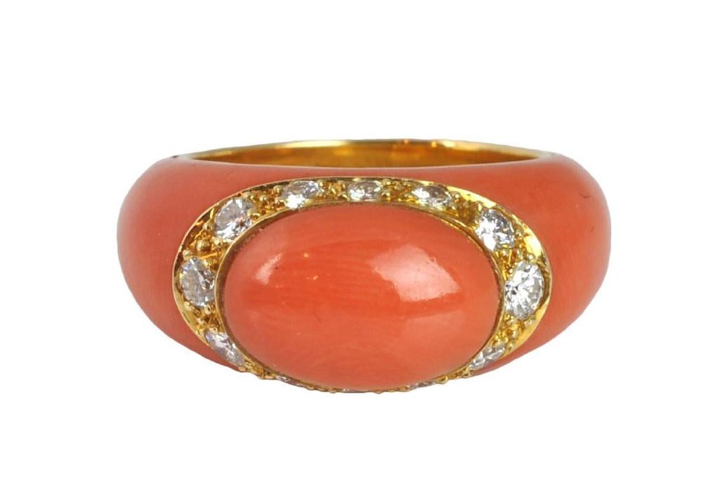 Appraisal: VAN CLEEF ARPEL CORAL DIAMOND KT GOLD RINGVan Cleef Arpel