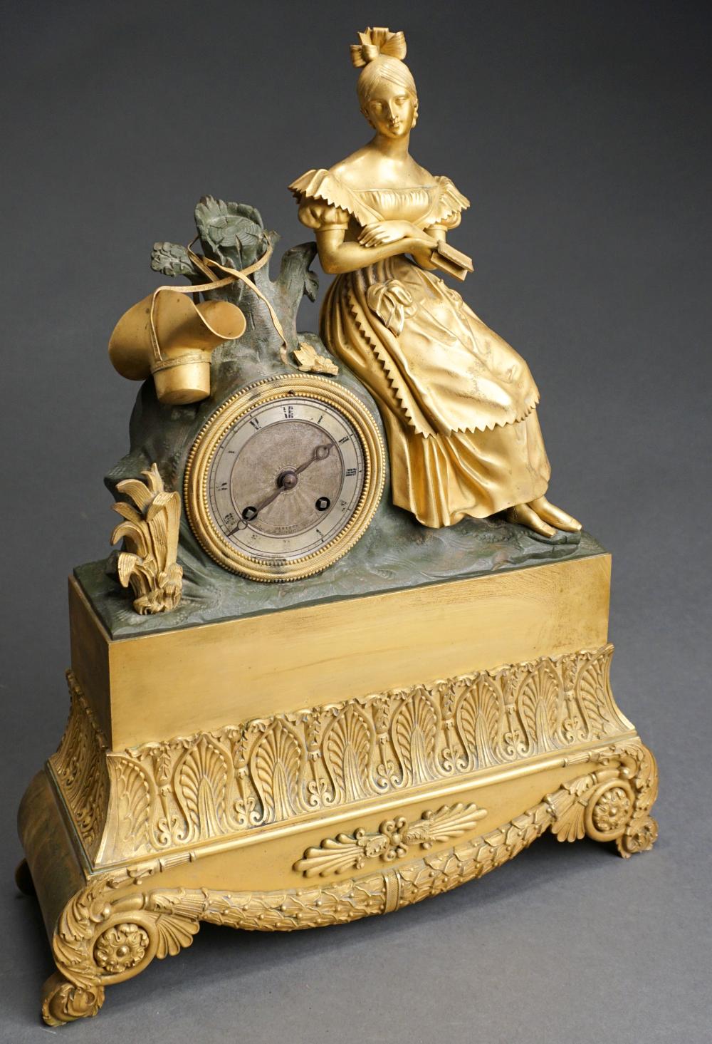 Appraisal: French Gilt Bronze Figural Clock H in cm