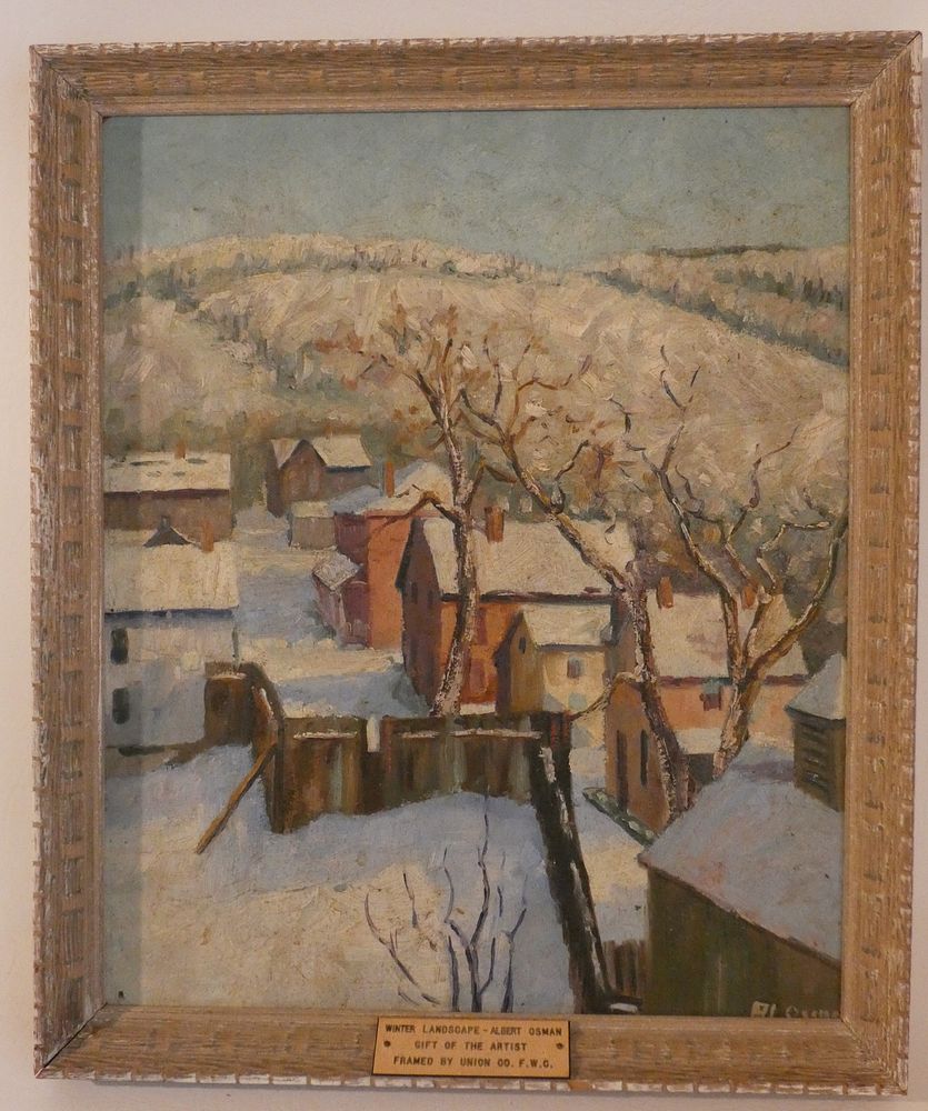 Appraisal: A OSMAN PENN WINTERSCAPE PAINTING Old winter landscape oil painting