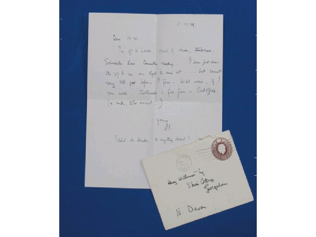 Appraisal: T E LAWRENCE A LETTER dated Dear HW I am