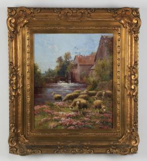 Appraisal: Edouard Pail O c 'Sheep Near a Mill' th c