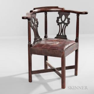 Appraisal: Walnut Corner Chair Massachusetts last half th century with shaped