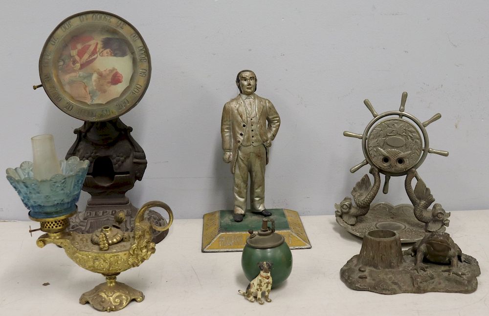 Appraisal: Lot Of Assorted Antique Cigar Collectibles Figure x Depose ships