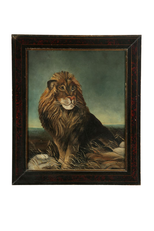 Appraisal: PORTRAIT OF A REGAL LION AMERICAN EARLY TH CENTURY Oil