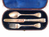 Appraisal: A Victorian silver three piece knife fork and spoon christening