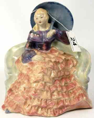 Appraisal: Wade s Underglaze figure of lady with parasol seated on