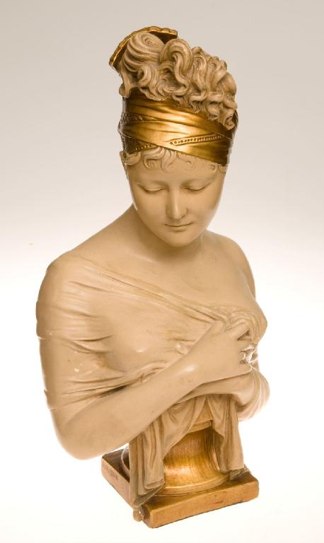 Appraisal: AFTER JOSEPH CHINARD - PARCEL-GILT PLASTER BUST OF MADAME RECAMIER