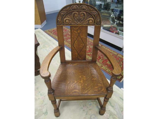 Appraisal: Victorian Carved Oak Arm Chair