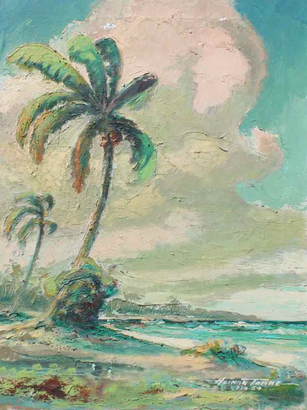 Appraisal: TAMNE Heinar American th C Florida Beach Scene with Palm