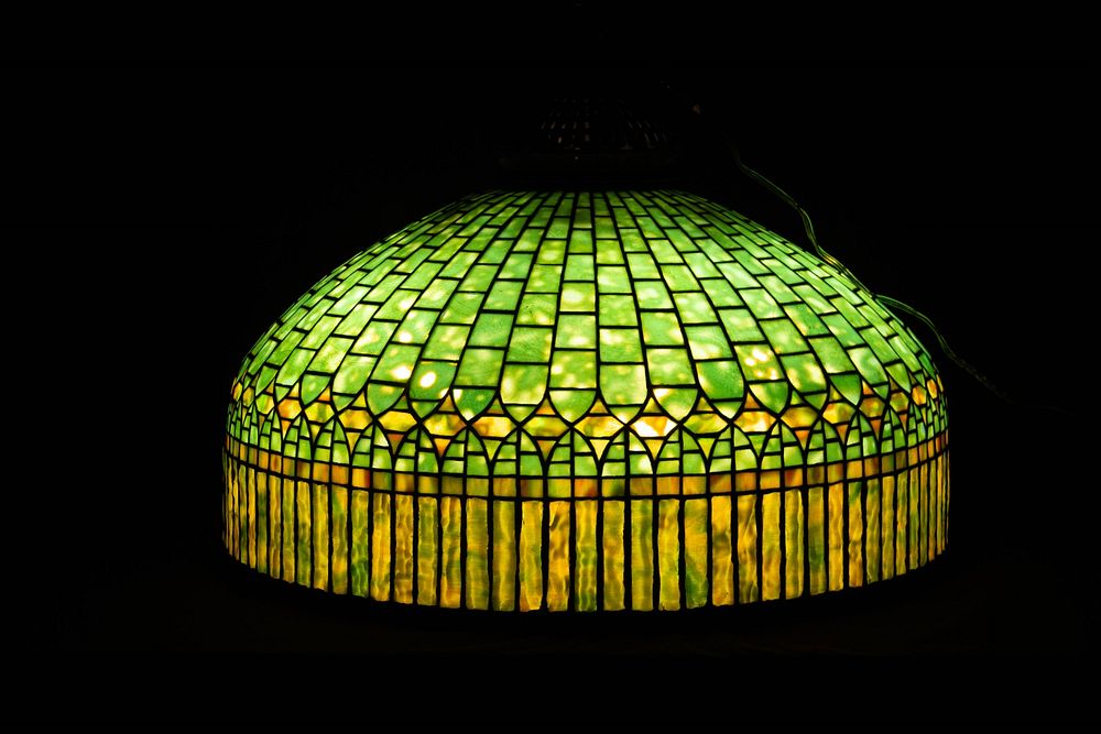 Appraisal: Tiffany Studios Signed Large Geometric Pattern Chandelier With Piano Border