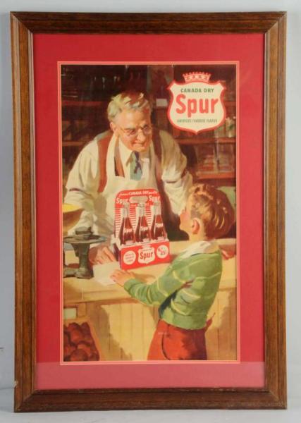 Appraisal: Cardboard Spur Poster Description s Matted and framed under glass