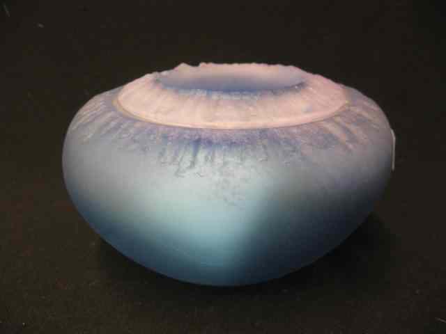 Appraisal: Thomas I Spake Art Glass Vase textured blue '' diameter