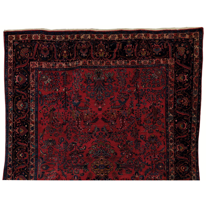 Appraisal: Lilihan rug c floral design on a red field minor