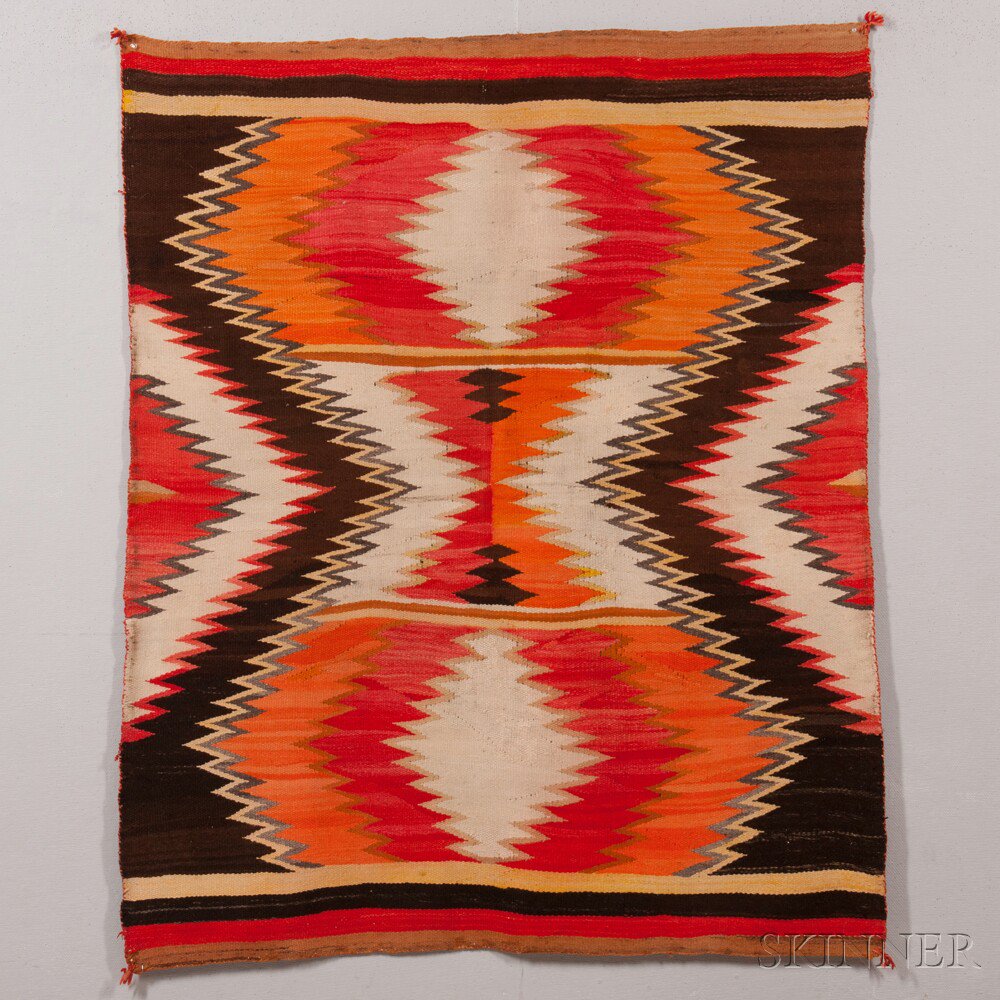 Appraisal: Navajo Transitional Weaving woven with natural and synthetic dyed homespun