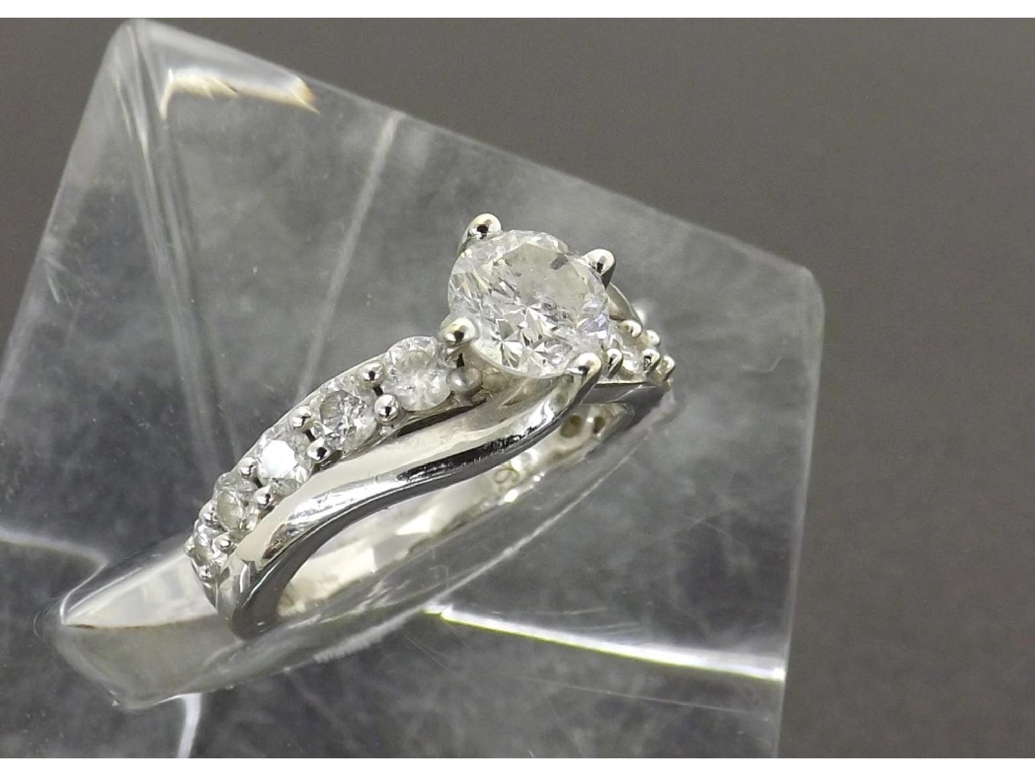 Appraisal: ct white gold solitaire diamond ring with diamond set shoulders