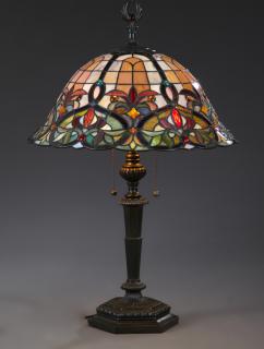 Appraisal: Tiffany Style Leaded Glass Table Lamp late th c Tiffany