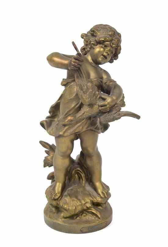 Appraisal: A Continental Gilt Metal Figural Group after Auguste Moreau L'Enfant