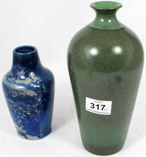 Appraisal: Cobridge Stoneware Experimental Glaze Vases Green cm and Blue cm