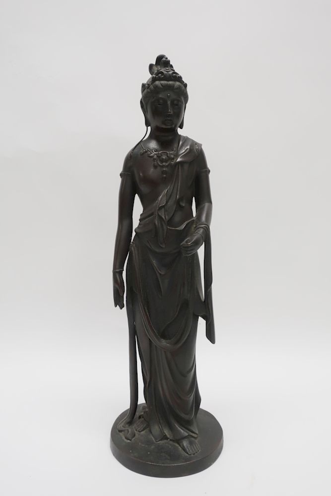 Appraisal: Japanese Bronze Figure of Kannon Well cast figure of Kannon