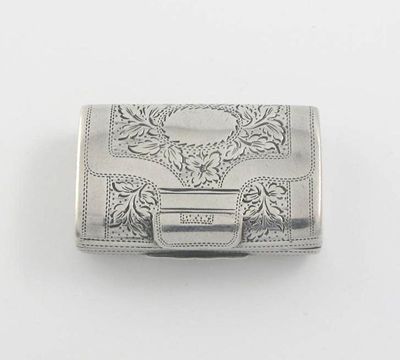 Appraisal: A George III engraved vinaigrette resembling a purse or clutch