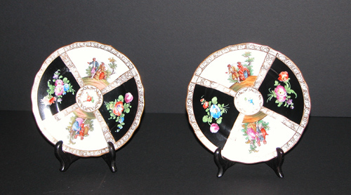 Appraisal: Pair of Dresden Portrait and Floral Small Cabinet Plates th