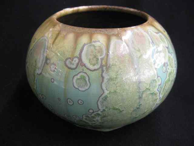 Appraisal: Rodney Leftwich Art Pottery Vase crystaline glaze signed dated fine