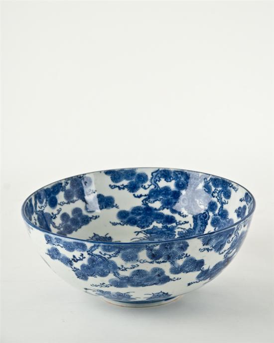 Appraisal: A th C Asian Transferware Punch Bowl with a blue