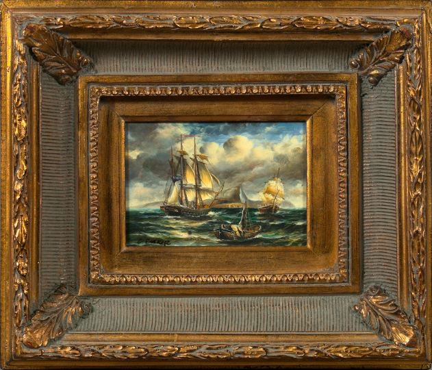 Appraisal: British School st Century group of three nautical paintings consisting