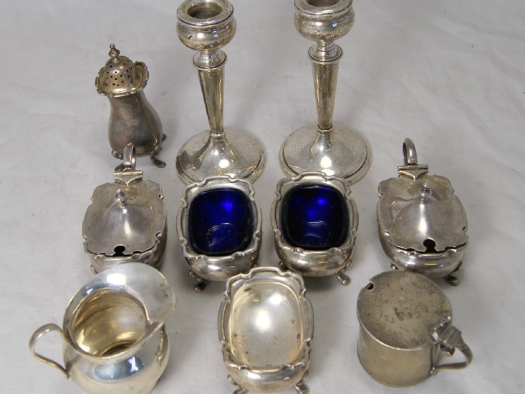 Appraisal: Mixed silver lot including set of three salts pair of