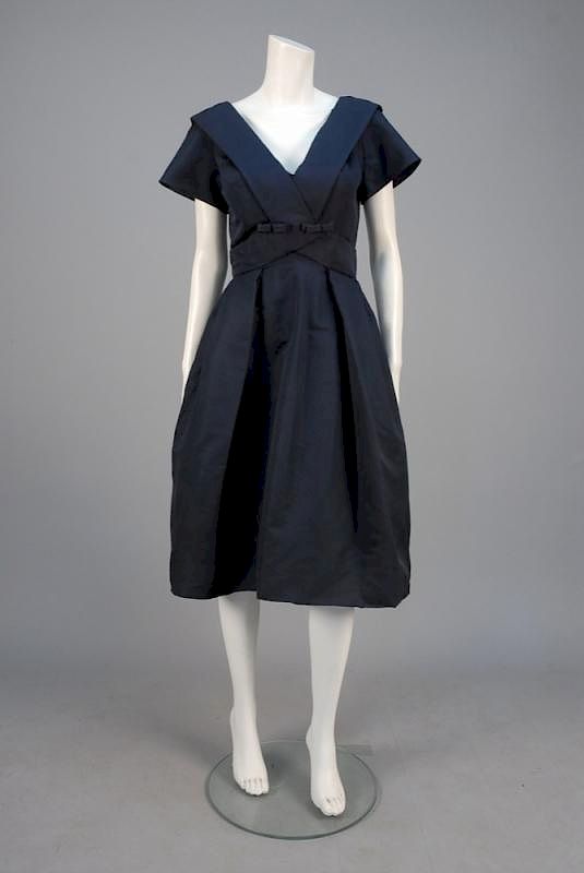 Appraisal: HARVEY BERIN SILK COCKTAIL DRESS s Short sleeve navy faille