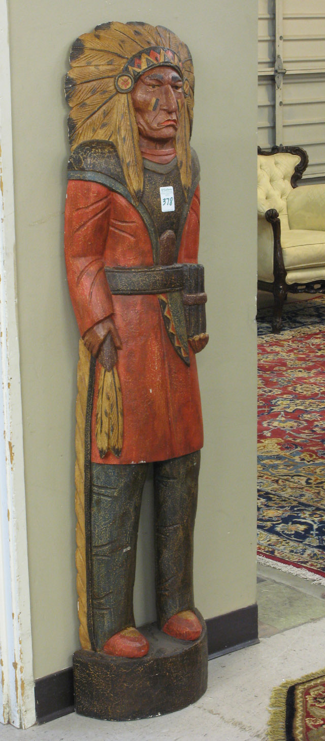 Appraisal: CARVED AND PAINTED WOOD CIGAR STORE INDIAN FIGURE an American