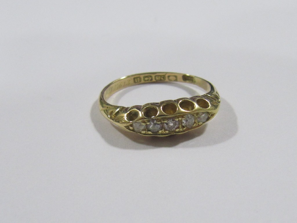 Appraisal: Victorian ct gold diamond five stone ring